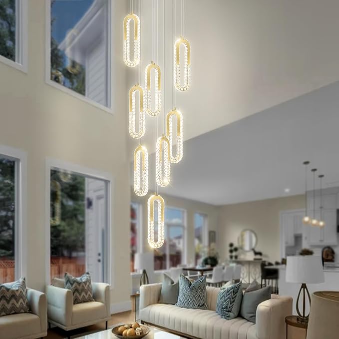 Modern Led Gold Chandelier Adjustable 8 Rings Crystal Chandelier - Image 6