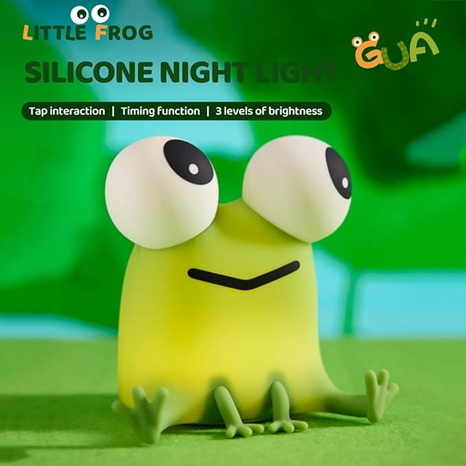 Frog Night Light for Kids, Rechargeable Bedside Touch Lamp, - Image 8