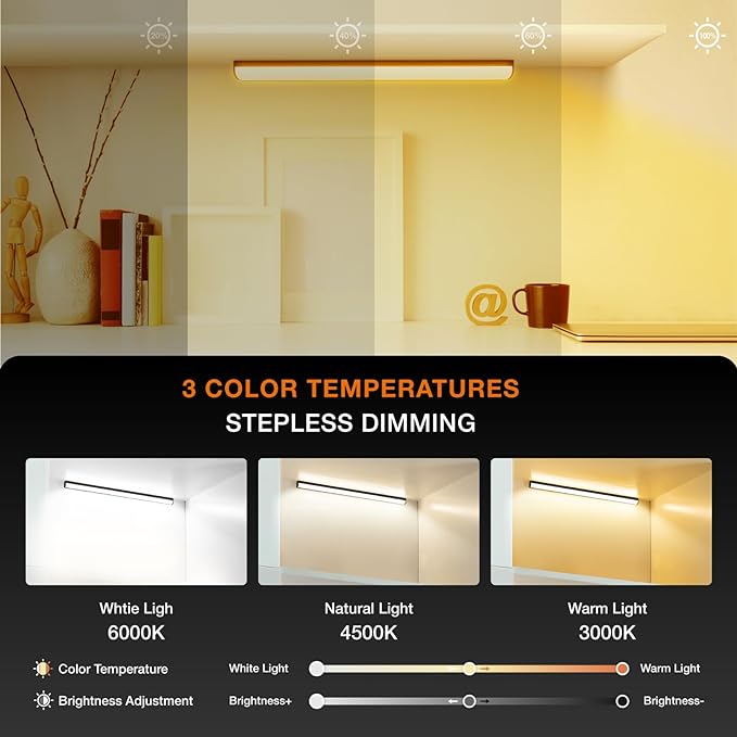 Under Cabinet Lights Remote Control, 4 Pack Magnetic Rechargeable Light bar - Image 2