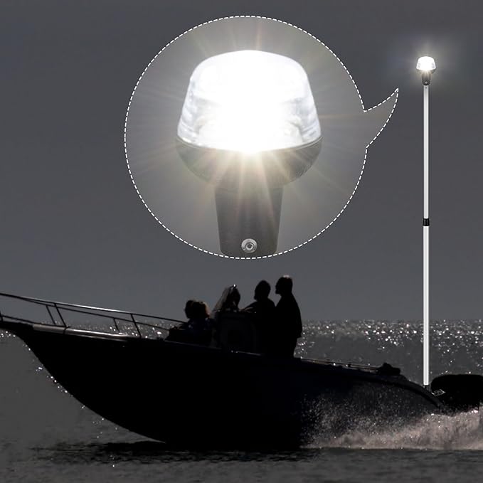 Telescoping Stern Light Anchor Light LED Extension Boat Navigation Lights Pole - Image 2