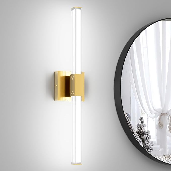 Ralbay 24inch Gold Bathroom Vanity Light Bar 22W Modern LED Vanity Lights Gold by RalbayLighting