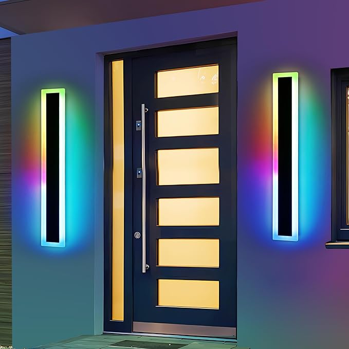 Widened 2 Pack Modern Outdoor Wall Sconces, 31.4inch RGB Dimmable LED Lights - Image 7