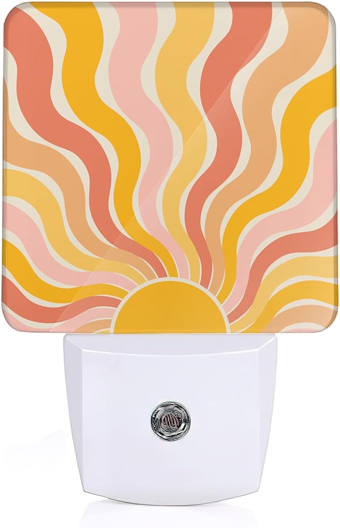 Groovy Boho Sun Night Light, Night Light Plug into Wall by ZTHLL