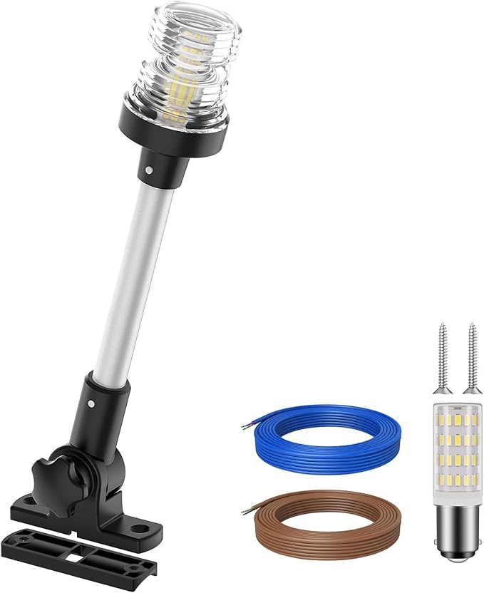 Obcursco Boat Stern Lights, 2NM 360° LED Anchor Light, IP67 Waterproof Bimini by Obcursco