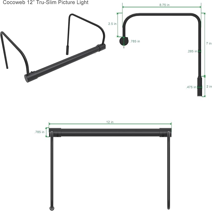 Cocoweb 12 Inch Tru-Slim Oil Rubbed Bronze Picture Light - Image 3