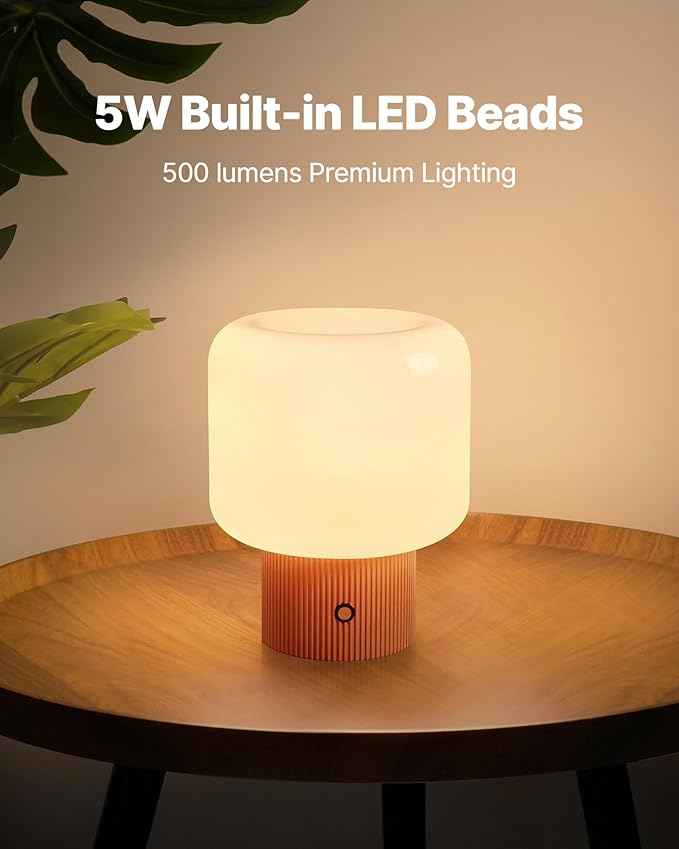 Halo Mushroom Lamp, 5W Cute Cordless Rechargeable Table Lamp - Image 6