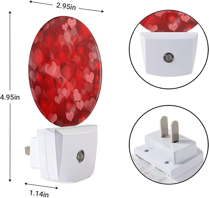 EKOBLA Red Hearts Night Lights Plug into Wall Romantic Red Love Heart - Image 6