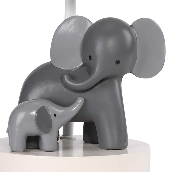 Lambs & Ivy Me & Mama White/Gray Elephant Nursery Lamp - Image 2