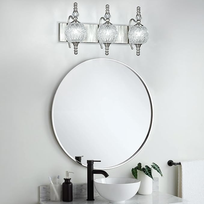 Modern Crystal Bathroom Vanity Lights Fixtures Over Mirror Brushed Nickel - Image 2