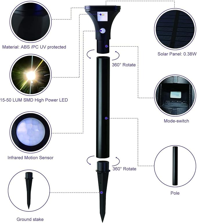 Solar Outdoor Lights with Motion Sensor – Waterproof LED Pathway Lights - Image 7