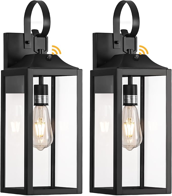 19" Large Dusk to Dawn Outdoor Lighting 2 Pack, Modern Wall Lantern Outdoor - Image 8