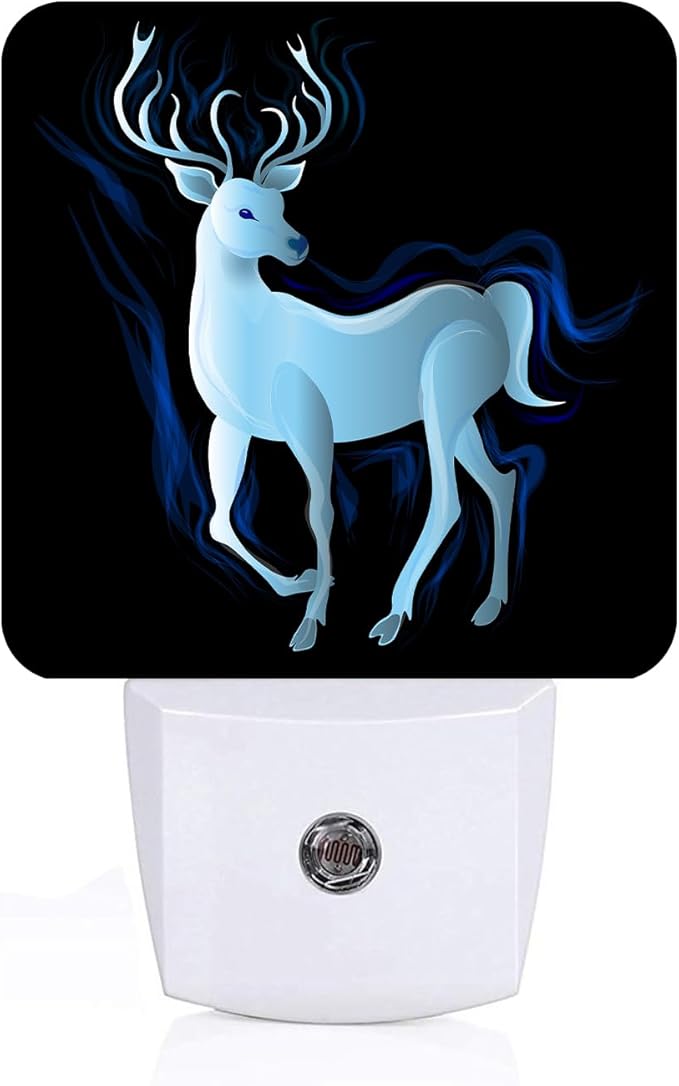 Blue Deer Night Light, Plug Into Wall Decor by Unknown