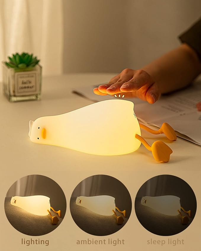 HAPPYBAG LED Lying Flat Duck Night Light, 3 Level Dimmable Nursery Nightlight - Image 2