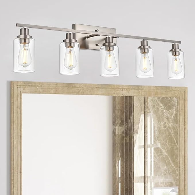 MELUCEE 5-Light Bathroom Vanity Light Brushed Nickel Wall Sconce Modern Light by MELUCEE