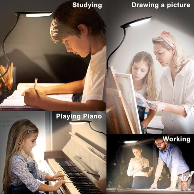 Clip on Lamp USB Reading Light 3 Color Modes 3000-6000K and 10 Brightness 8W 40 - Image 4
