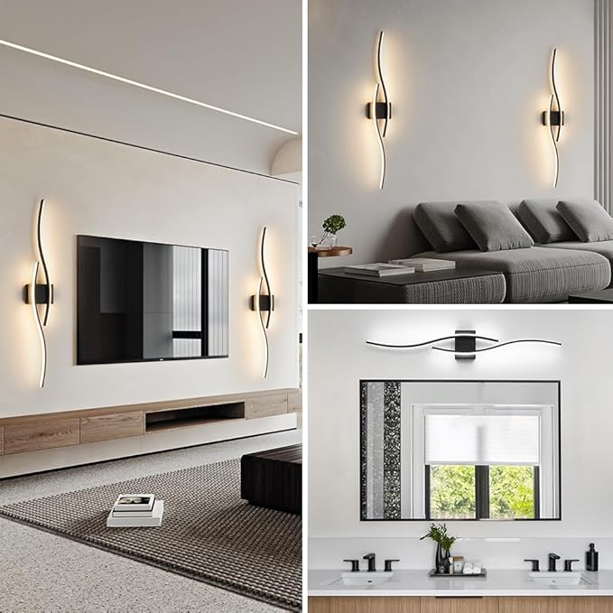 Black Vanity Lights Fixtures Over Mirror, Modern LED Bathroom Light Fixture - Image 4