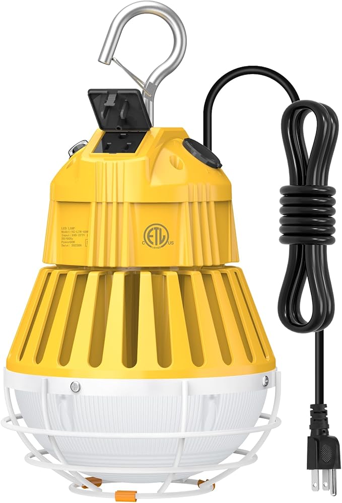 LED Temporary Work Light 80W, 10400LM 5000K Portable Hanging Construction Light by ABrighterWaytoLED