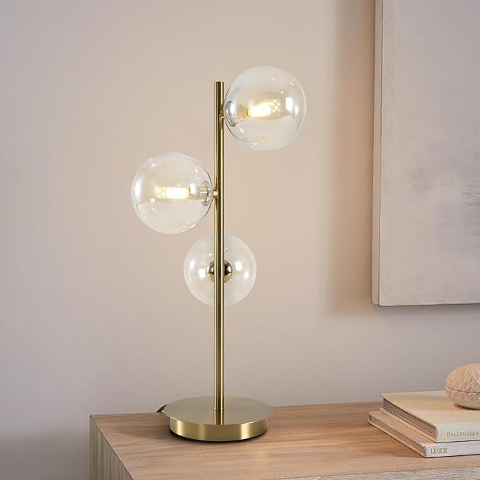 Gold Globe Bedside Lamp, 3 Lights Mid Century Modern Table Lamp, Contemporary - Image 6