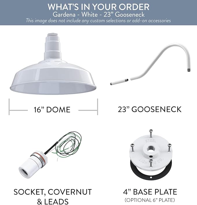 Steel Lighting Co. Gardena Barn Light | Outdoor Wall Mounted | 16" Dome | 23" - Image 6