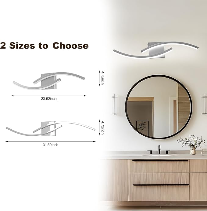 23.62 inch Modern Bathroom Vanity Light Brushed Nickel Lights Fixtures Dimmable - Image 6