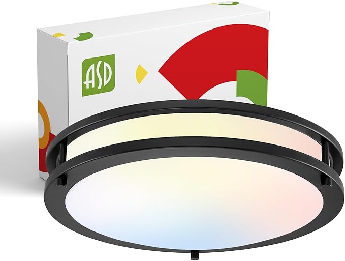 ASD LED 14" Round Flush Mount Lighting, Close to Ceiling Light Fixture | 3CCT by ASDLightingCorporation