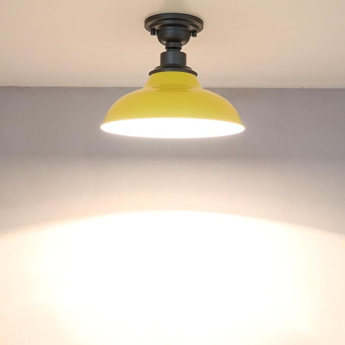 SAMTEEN Industrial Semi Flush Mount Ceiling Light 1-Light Barn Light Fixture - Image 7