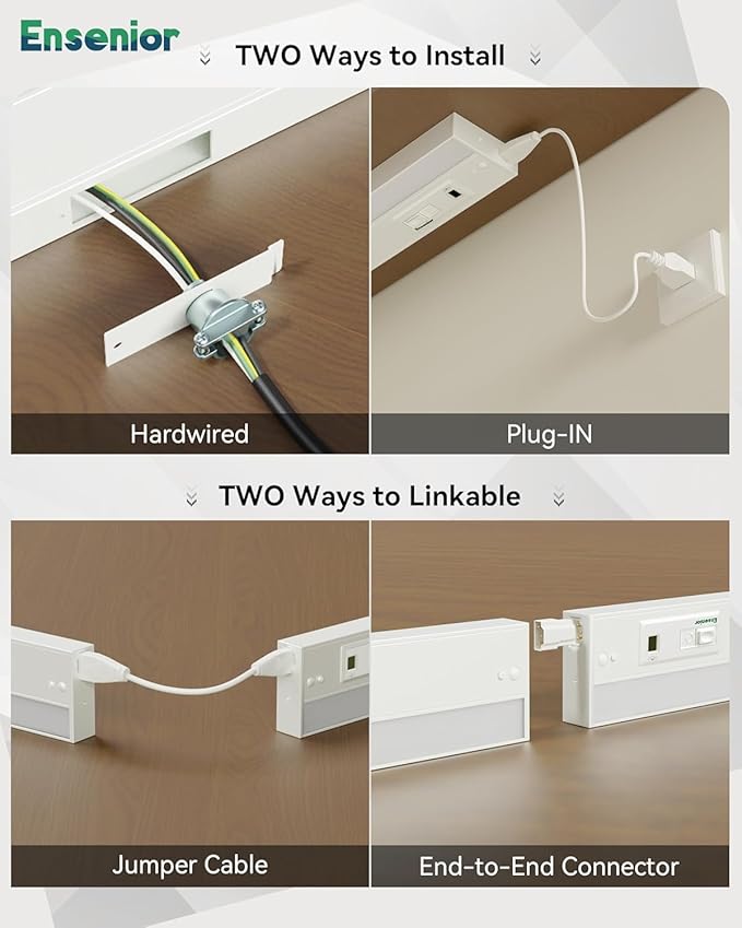 Ensenior 24 Inch Hand Wave LED Under Cabinet Lighting Plug in or Hardwired - Image 8