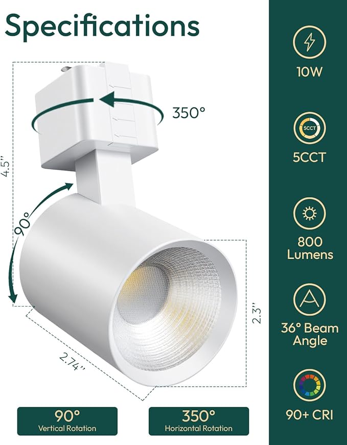ALAMPEVER 6 Pack LED Track Lighting Heads, Dimmable J Type LED Track Lights - Image 5