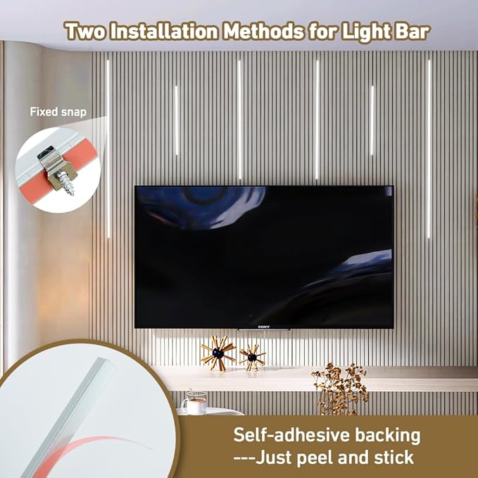 LED Recessed Lighting Kit, 6 Pack Self-Adhesive COB LED Light Bar, Warm White - Image 4