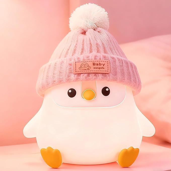 Penguin Silicone Night Light, Cute Pink Penguin Lamp by FAMIDUO-BrightenYourLife