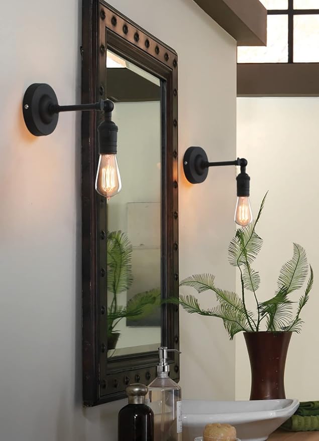 PERMO Vintage Industrial Pole Wall Mount Mini Single Sconce Metal Wall Sconces - Image 2