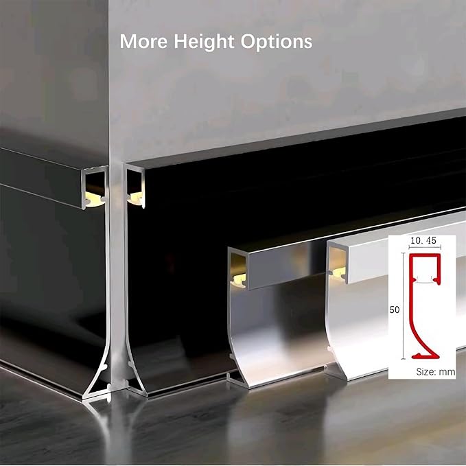 LED Aluminium Metal Baseboard Trim, Matte Champagne Finish 20 Pack 1.97 Inch x - Image 6