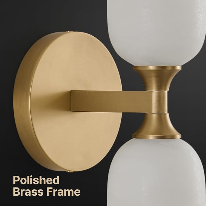 Vintage Alabaster Brass Wall Sconce: Set of 2 Antique Spanish Natural Marble - Image 3