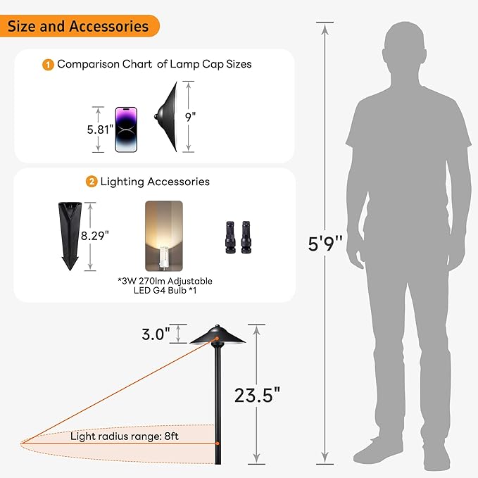 Gardenreet Brass Low Voltage Landscape Lighting - 12V LED Path Light IP65 - Image 6