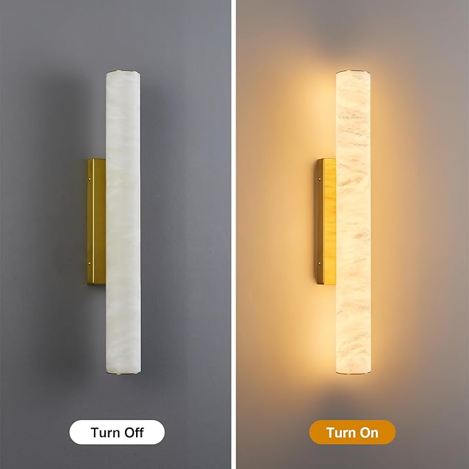 LMQNINE Natural Alabaster Wall Sconces Spanish Marble Wall Light Cylinder - Image 6