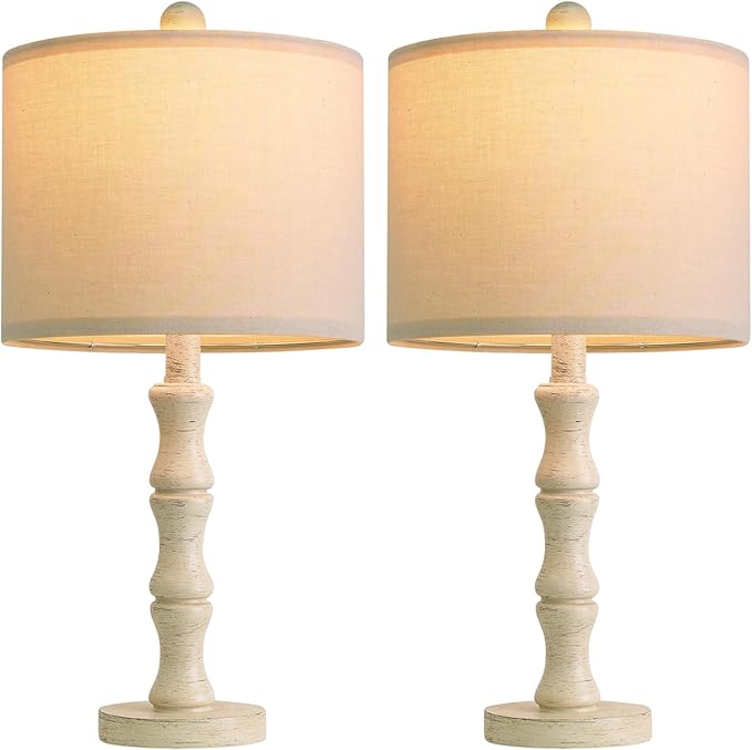 BOBOMOMO 20.5" Farmhouse Bedside Lamps Set of 2, Vintage Nightstand Lamps - Image 7