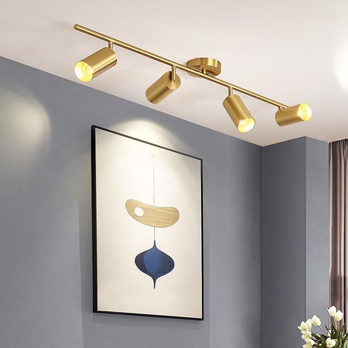 BOKT Modern Gold 4-Lights LED Track Lighting Kit Brushed Brass Flush Mount - Image 3