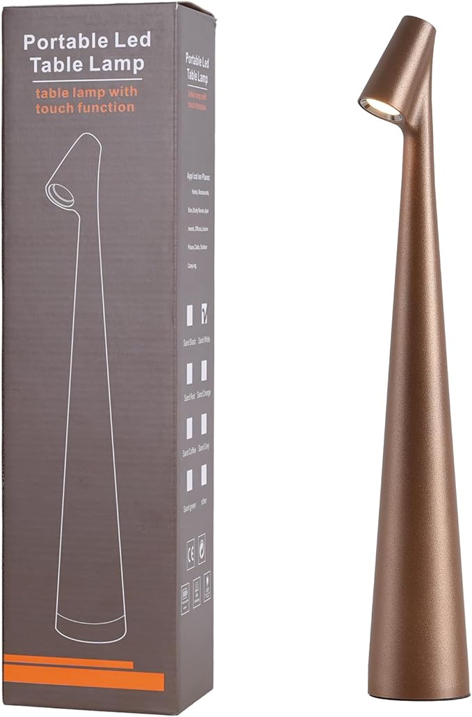 Cordless Small Table Lamps, 3 Levels Brightness Portable Desk Lamp, by Hebangya