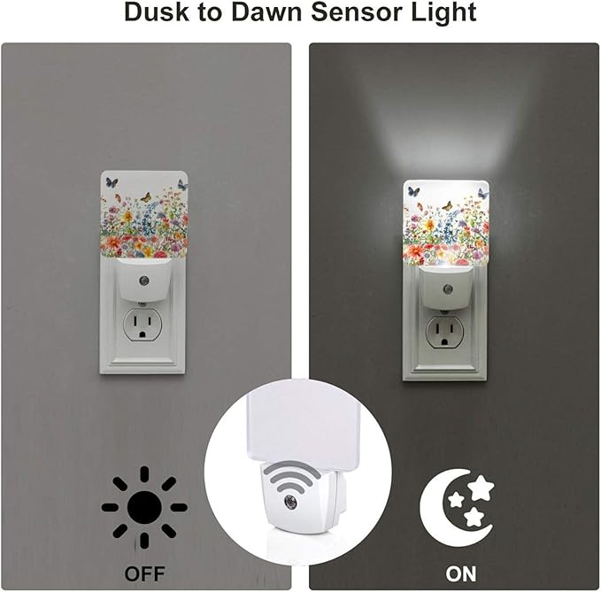 Led Night Light, Floral Plants Decorative Plug in Nightlights, - Image 3