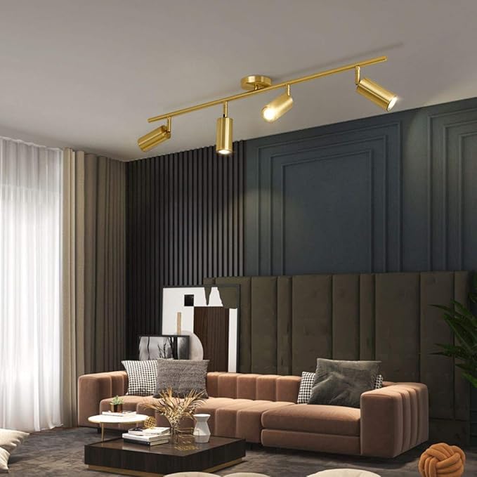 BOKT Modern Gold 4-Lights LED Track Lighting Kit Brushed Brass Flush Mount - Image 8