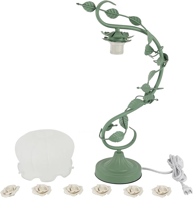 Flower Glass Table Lamp with 7.48inches Wide Bent Glass Lampshade, Floral - Image 7