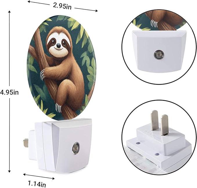EKOBLA Cute Sloth LED Night Light Tropical Animal Jungle Tree Plug-in - Image 7
