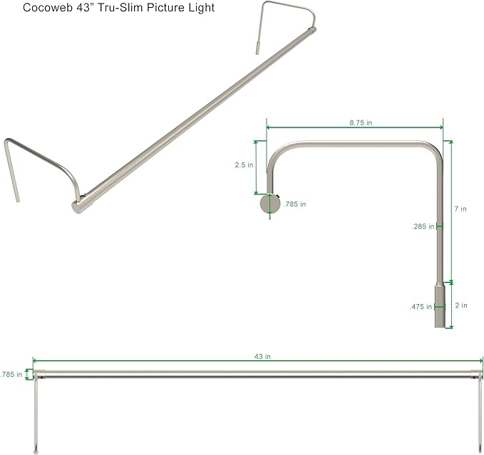 Cocoweb 43 Inch Tru-Slim Satin Nickel Picture Light - Image 2
