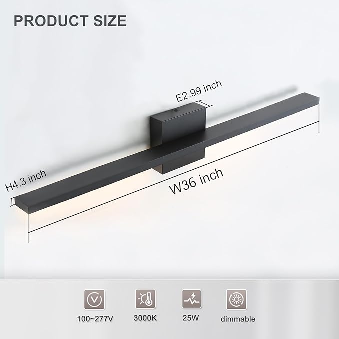 Bathroom Light Fixtures Over Mirror, 36 Inch Black Bathroom Vanity Light - Image 6