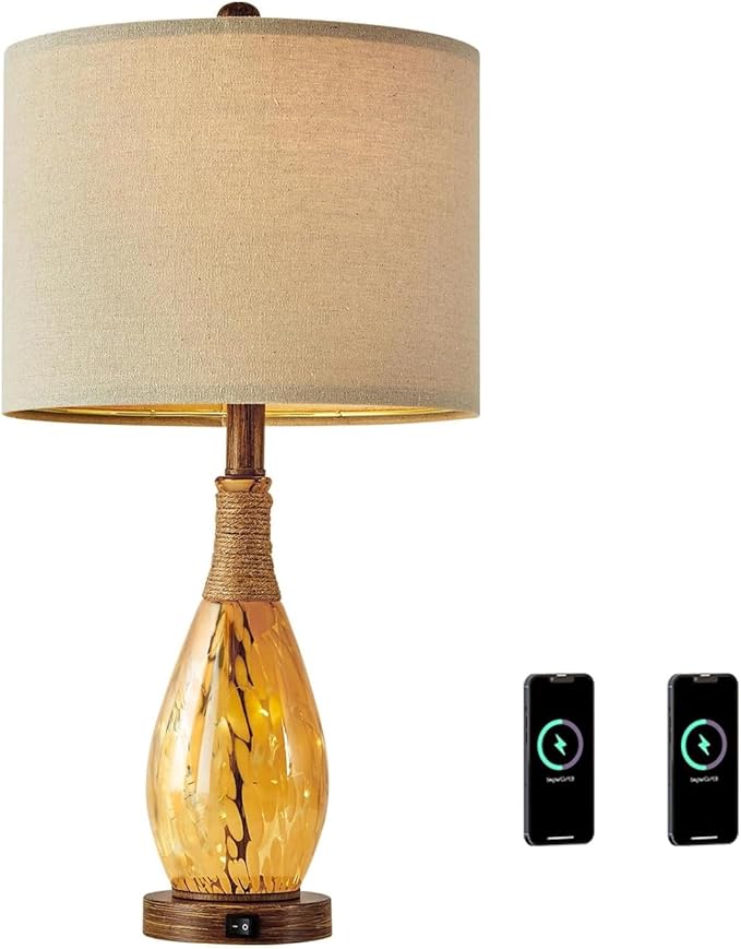 OYEARS 23" USB A+C Table Lamp for Bedroom Living Room Modern Bedside Lamps - Image 9