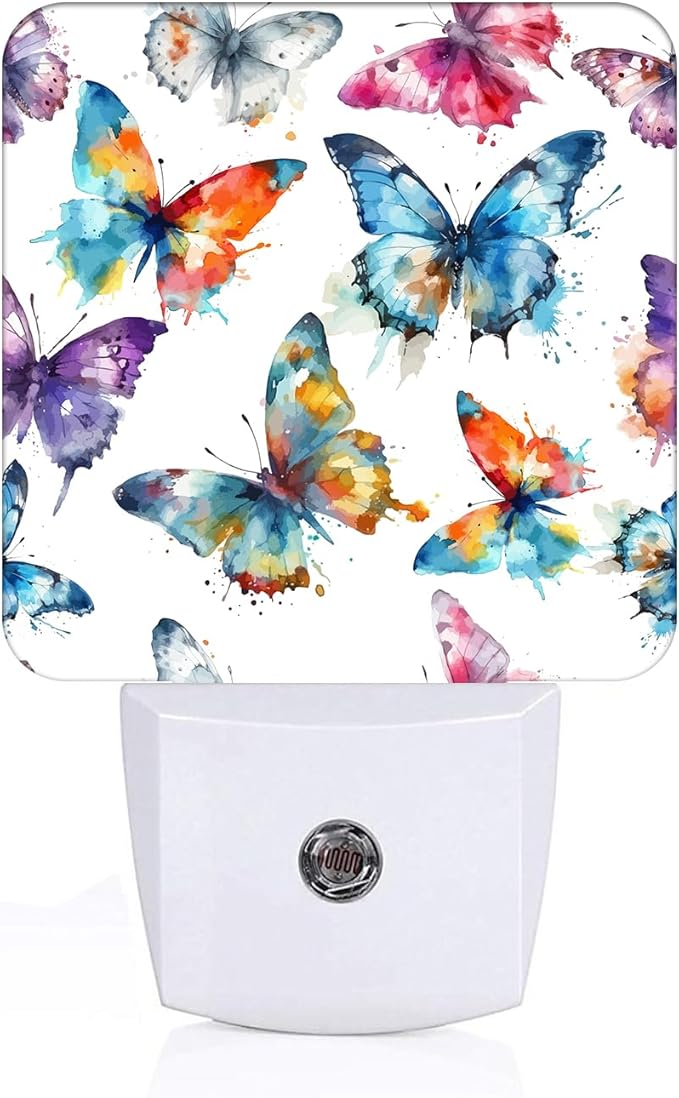 Watercolor Butterflies Night Light, Plug Into Wall by Unknown