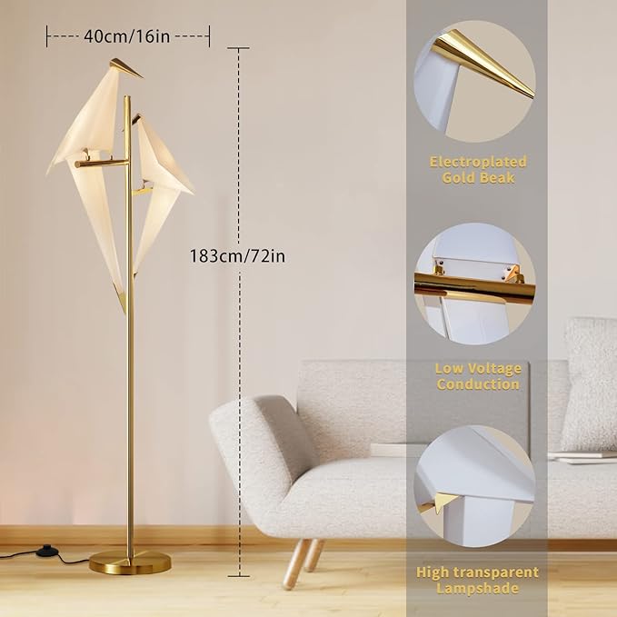 MORE CHANGE 68In Modern LED Floor Lamp, Bird Floor Light Gold Metal Fixtures - Image 4