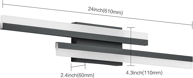 PRESDE 24 Inch LED Bathroom Vanity Light Bar, Modern Black Wall Lighting - Image 5