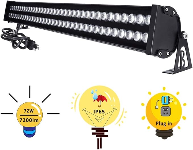 72W LED Wall Washer Lights 3.2ft/40 120V IP65 Waterproof Linear LED Light Bar - Image 8