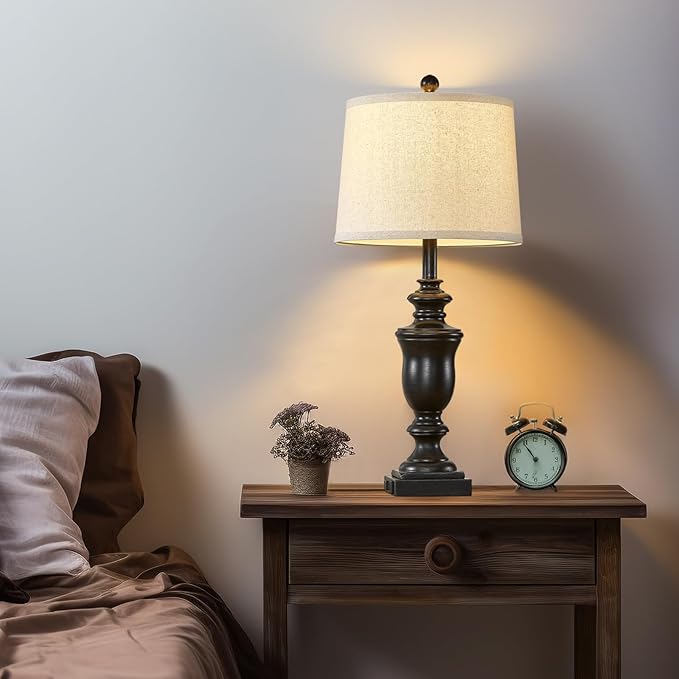 27.5" Vintage Farmhouse Table Lamps Set of 2 Bedside Lamp, 3 Way Dimmable - Image 7